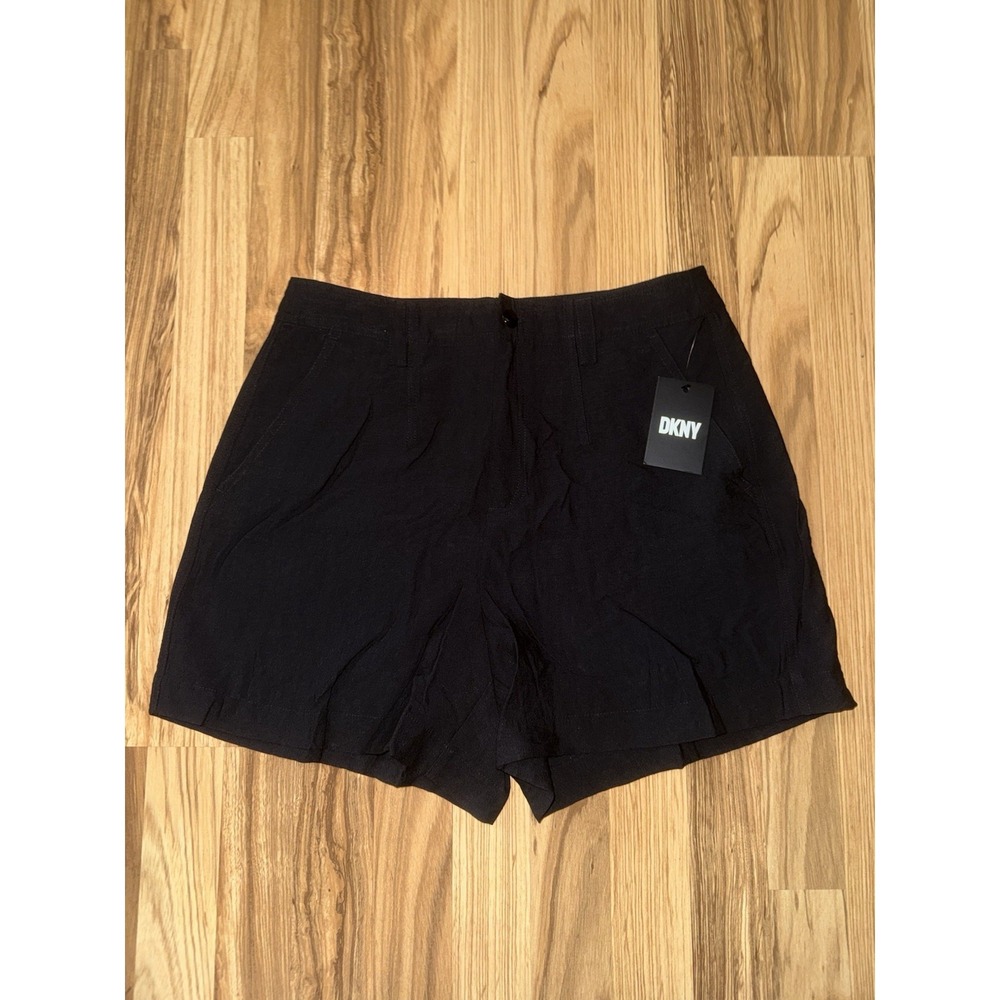 DKNY NEW Shorts Women's Sz‎ 8 Black Zipper Button Thin Pockets $79 Retail
